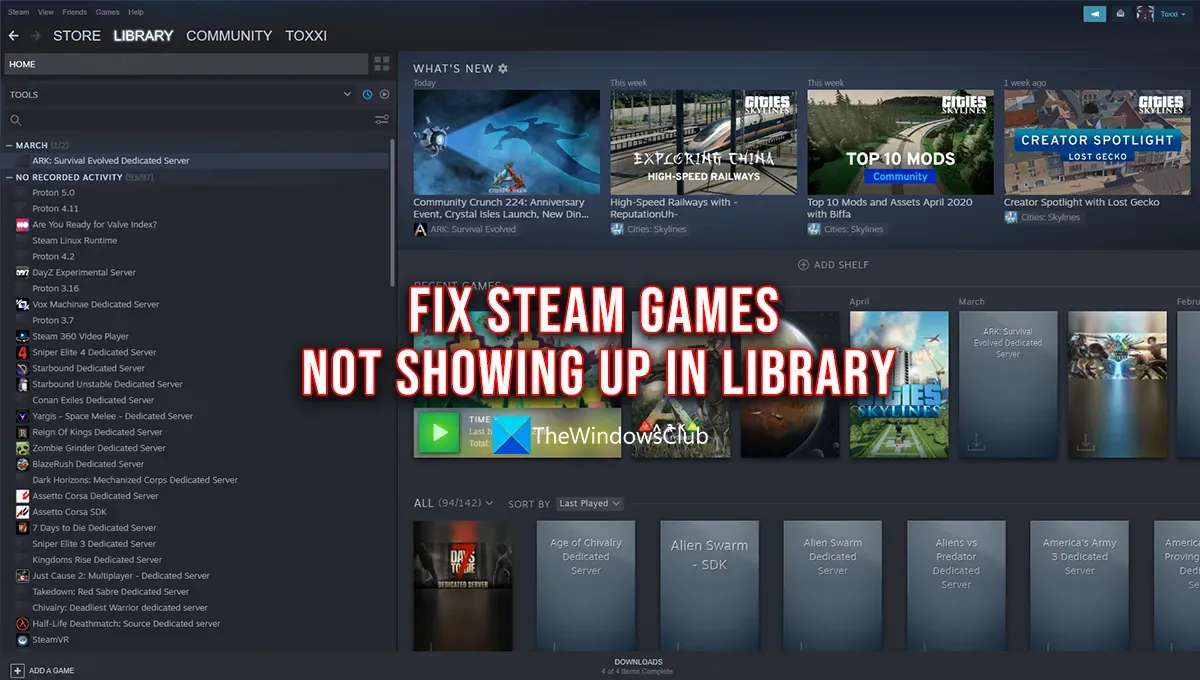 Behebung eines Problems, bei dem Steam-Spiele nicht in der Bibliothek angezeigt wurden.