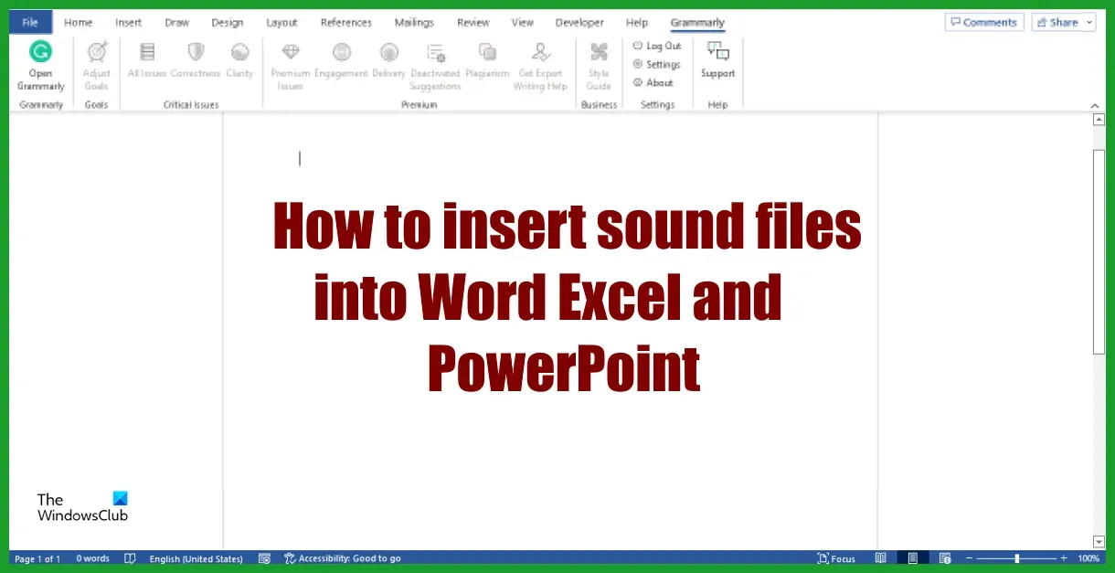 So fügen Sie eine Audiodatei in Word, Excel und PowerPoint ein