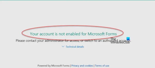 Ihr Konto ist nicht für Microsoft Forms aktiviert