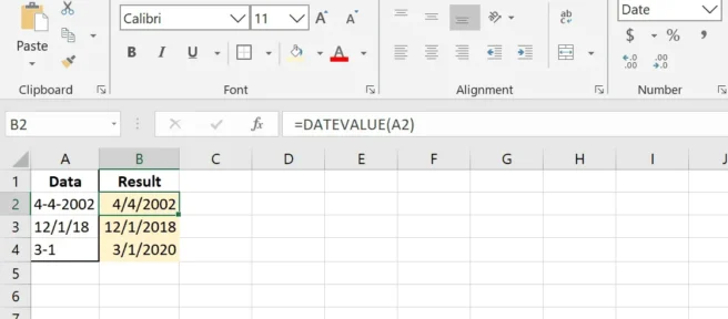 So verwenden Sie die Excel DATEVALUE-Funktion