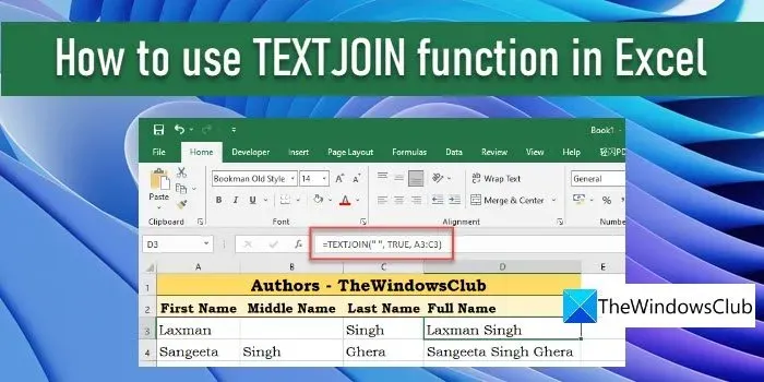 Wie verwende ich die TEXTJOIN-Funktion in Excel?