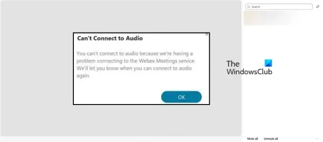 Beheben Sie Cisco Webex kann keine Verbindung zum Audiofehler herstellen