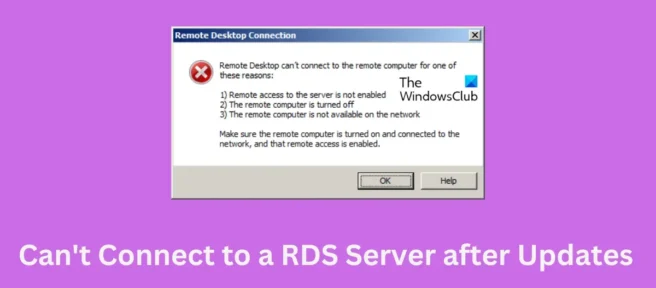 No se puede conectar al servidor RDS después de reiniciar el servidor o Windows Update