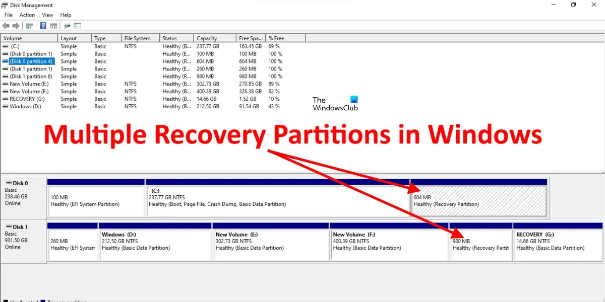 Múltiples particiones de recuperación en Windows 11