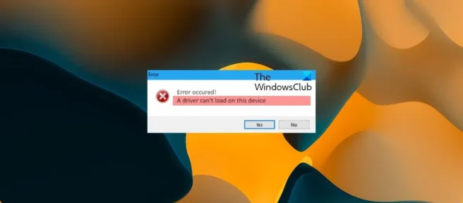 El controlador no se puede cargar en este dispositivo en Windows 11
