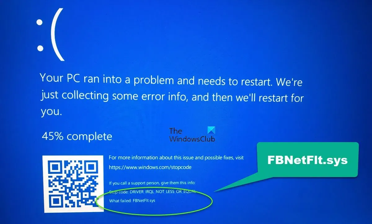 Arreglar lo que falló FBNetFlt.sys pantalla azul