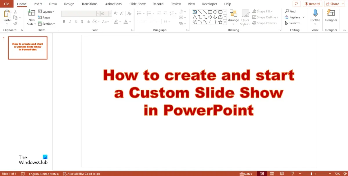 Cómo crear y ejecutar una presentación de diapositivas personalizada en PowerPoint