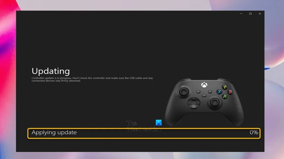La aplicación Accesorios de Xbox se atascó al 0 % Aplicando la actualización en el controlador en la PC