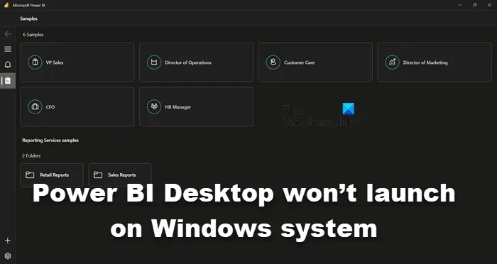 Power BI Desktop no se inicia en el sistema Windows