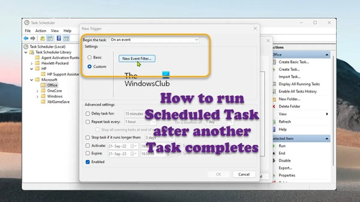 Comment exécuter une tâche planifiée une fois qu’une autre tâche est terminée dans Windows 11/10