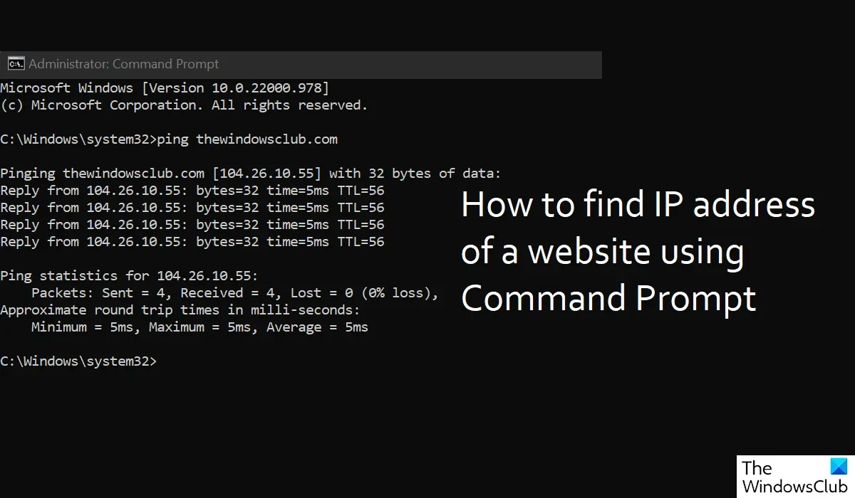 Comment trouver l’adresse IP d’un site Web à l’aide de la ligne de commande