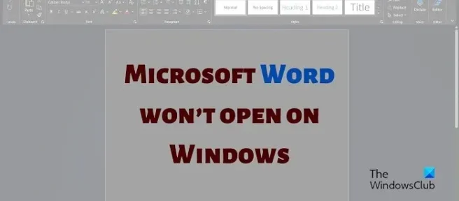 Microsoft Word ne s’ouvre pas sur un PC Windows