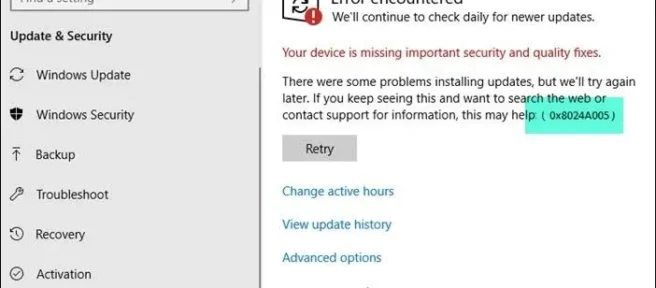 Correggi l’errore 0x8024A005 di Windows Update nel modo giusto