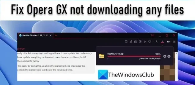 Risolto il problema con Opera GX che non scaricava alcun file