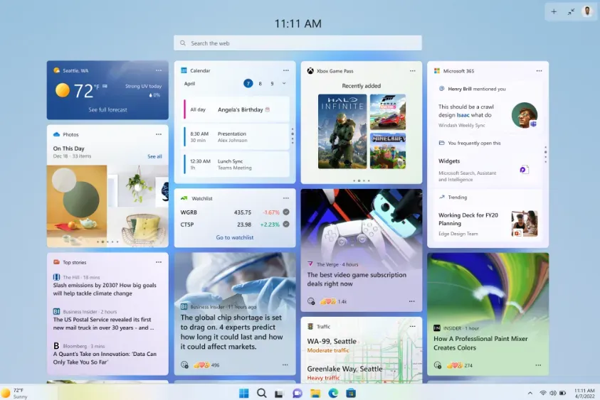 Microsoft Windows 11 Dev Preview 버전 25201 출시: 전체 화면 위젯, 파일 탐색기의 실시간 검색 등(ISO 이미지 포함)