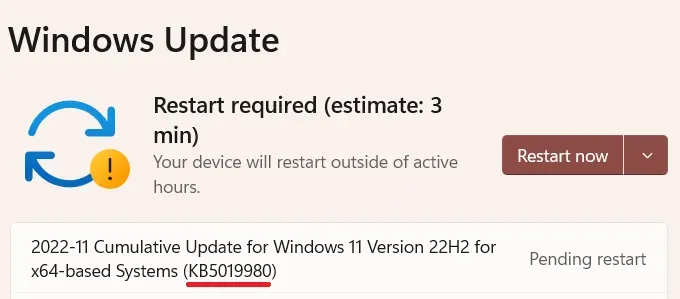 Windows 11 업데이트 KB5019980 및 KB5019961용 변경 로그