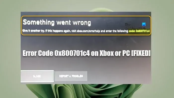 Xbox 또는 PC에서 오류 코드 0x800701c4 수정