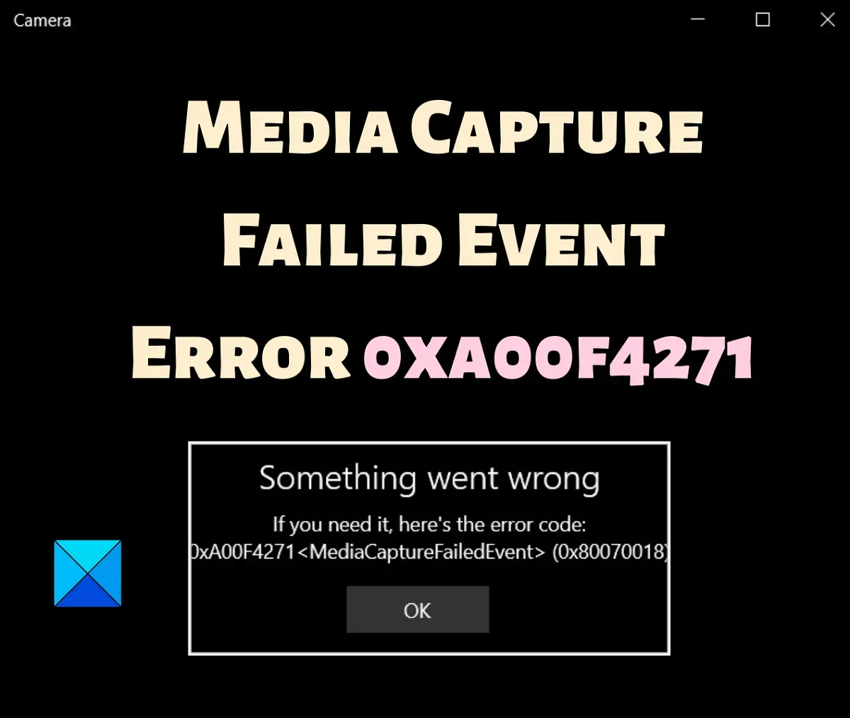 미디어 캡처 실패 이벤트 오류 0xa00f4271