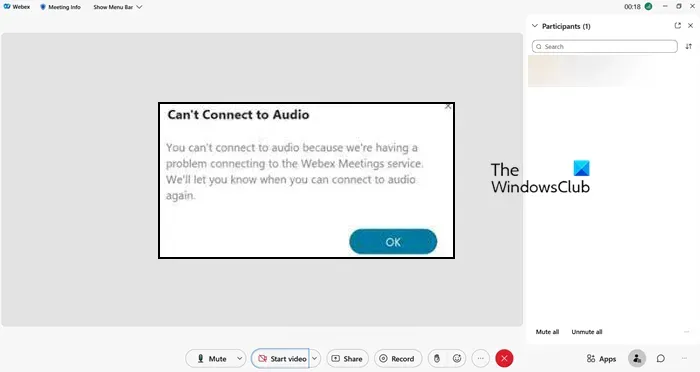 Fix Cisco Webex Kan geen verbinding maken met audiofout