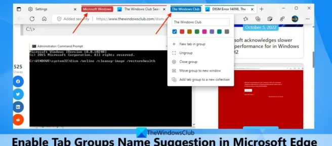 Włącz sugerowanie nazw grup kart w Microsoft Edge