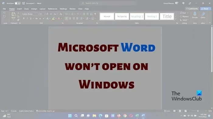 Program Microsoft Word nie otwiera się na komputerze z systemem Windows