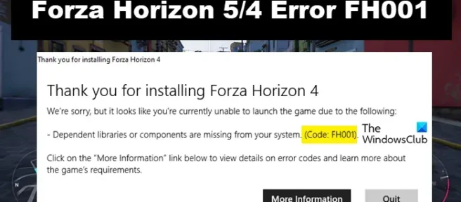 Napraw błąd Forza Horizon FH001 na komputerze z systemem Windows