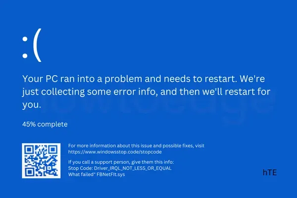 Como corrigir erro de tela azul FBNetFlt.sys no Windows