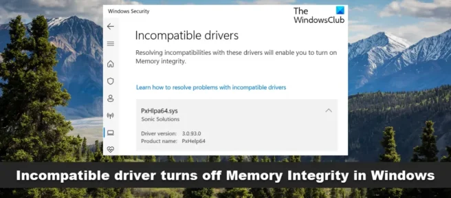 Driver incompatível desabilita a integridade da memória no Windows 11