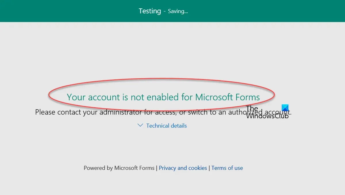 Sua conta não está habilitada para Microsoft Forms