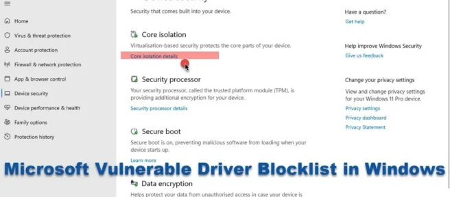 Como desabilitar a lista negra de drivers vulneráveis ​​da Microsoft no Windows 11