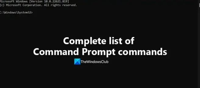 Lista completa de comandos do prompt de comando