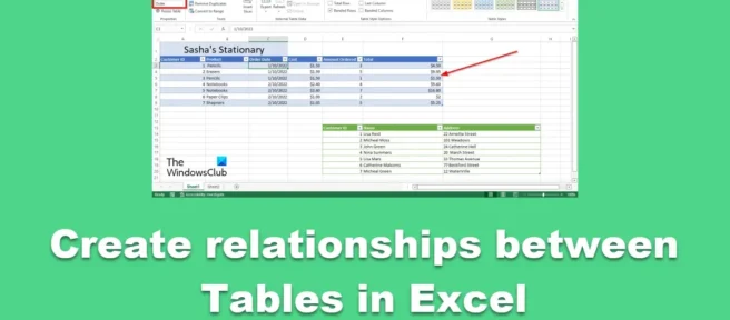 Excel でテーブル間のリレーションシップを作成する方法