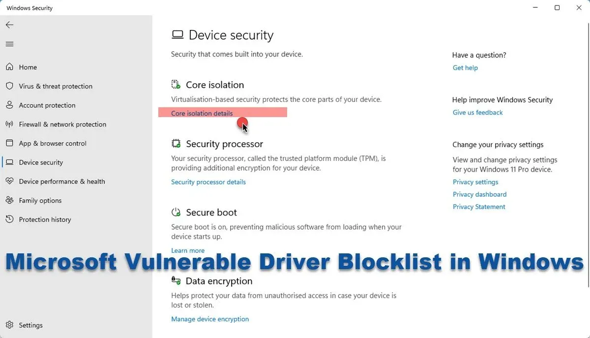 Windows 11 で脆弱な Microsoft ドライバーのブラックリストを無効にする方法