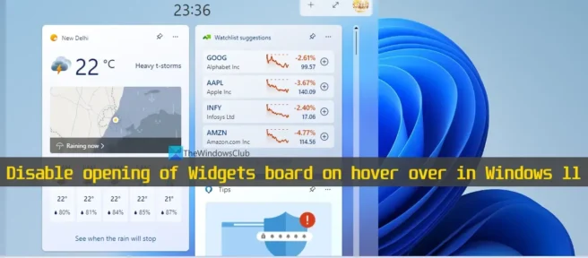 在 Windows 11 中禁用懸停時打開小部件板