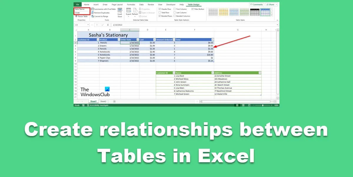 如何在 Excel 中創建表之間的關係