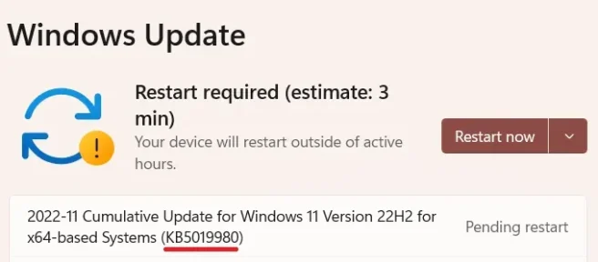 Windows 11 更新日誌 KB5019980 和 KB5019961